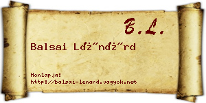 Balsai Lénárd névjegykártya